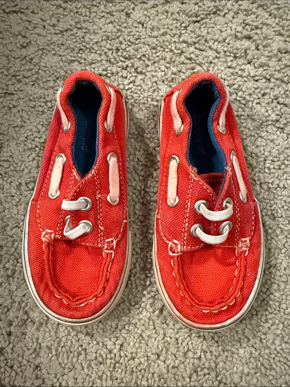 okie dokie Red Canvas Slip-On Sneaker Boat Shoes for Kids